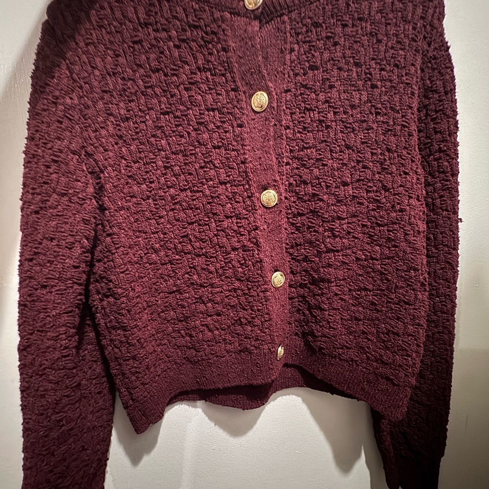 H&M Deep Red Textured Cardigan